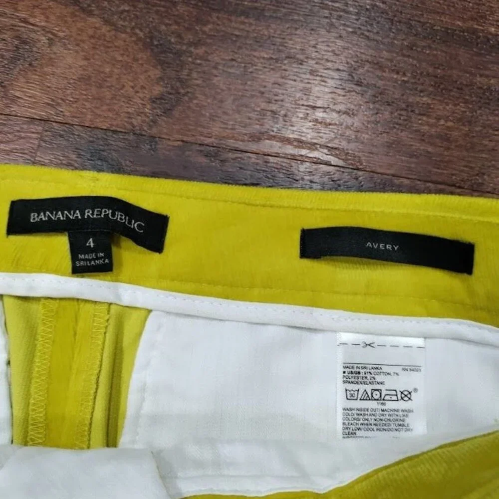 Banana Republic Avery Corduroy low Rise  Ankle Pants 4 Yellow Women's - Picture 4 of 11